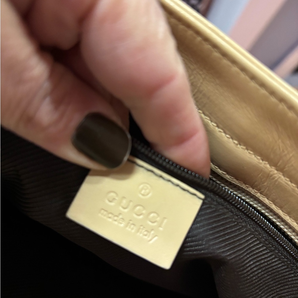 Gucci Tan Monogram GG Tote Bag Vintage canvas with leather trim - Picture 11 of 14